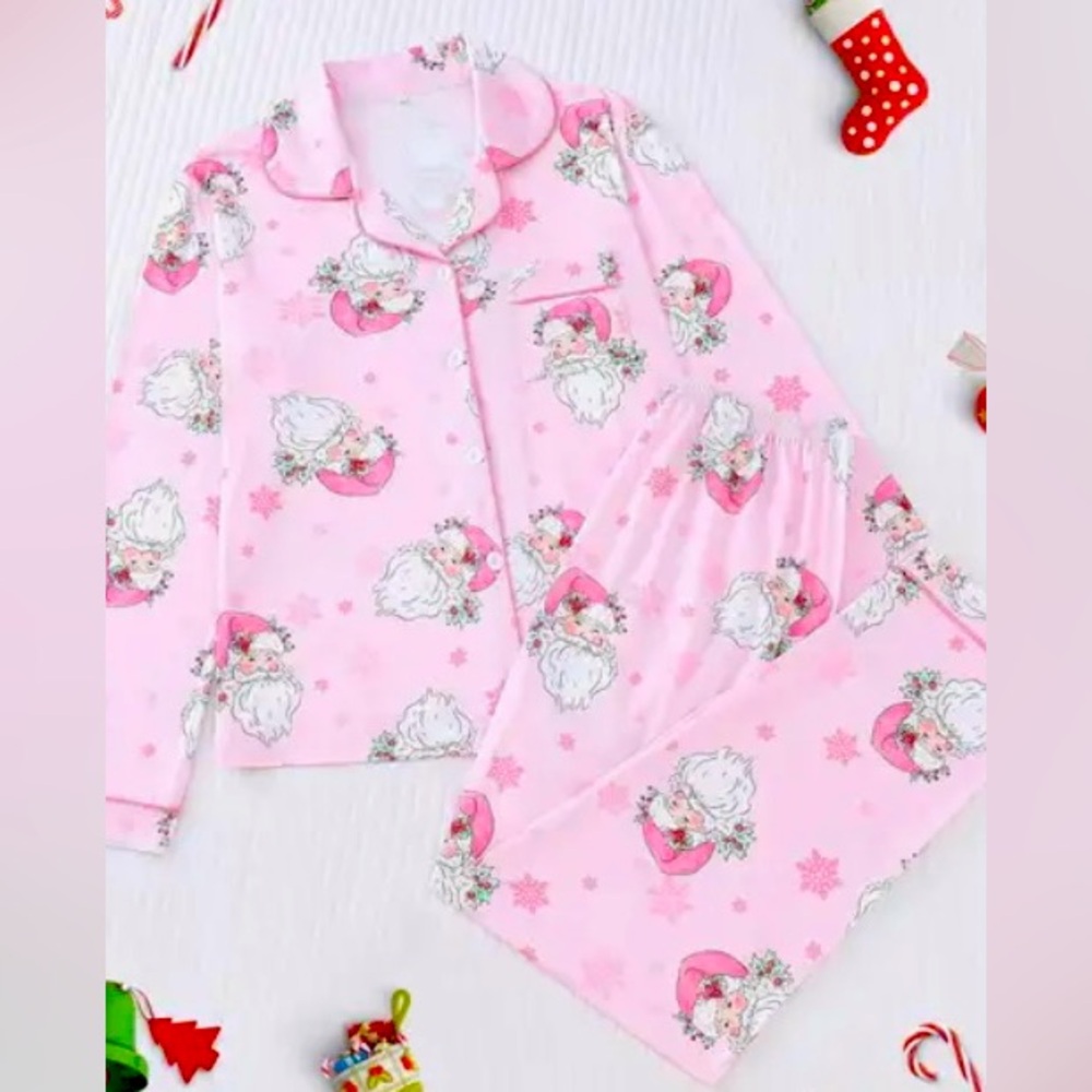 Super Sweet Silk Pink Santa Claus Pajamas